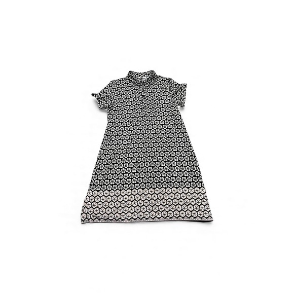 Sophie Max Floral Print Button Front Shirt Dress Midi Black White Pink Size L - Picture 4 of 9